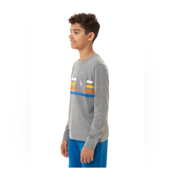 U.S. Polo Assn. Boys 👦🏻 Long Sleeve Stripe Pocket T-Shirt Sz XL(14-16) - Picture 3 of 8